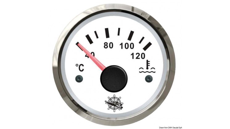 Medidor de Temperatura da Água 40/120° - Branco / Cromado - Osculati