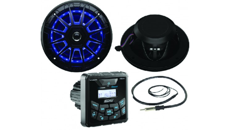 Pack Rádio Bluetooth/AM/FM com Colunas 164mm e Antena - Preto - Seachoice